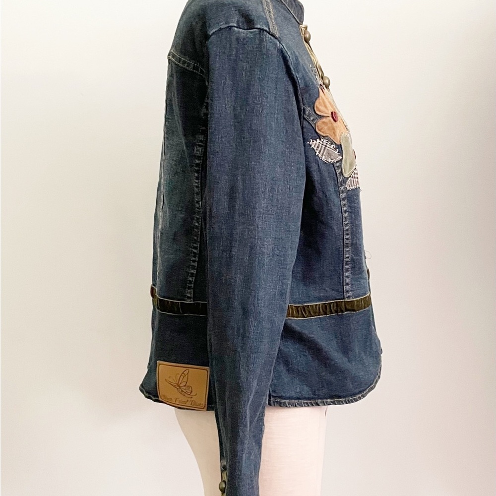 Denim jacket, embellished jean jacket, West Palm, velvet trim denim - Picture 3 of 8